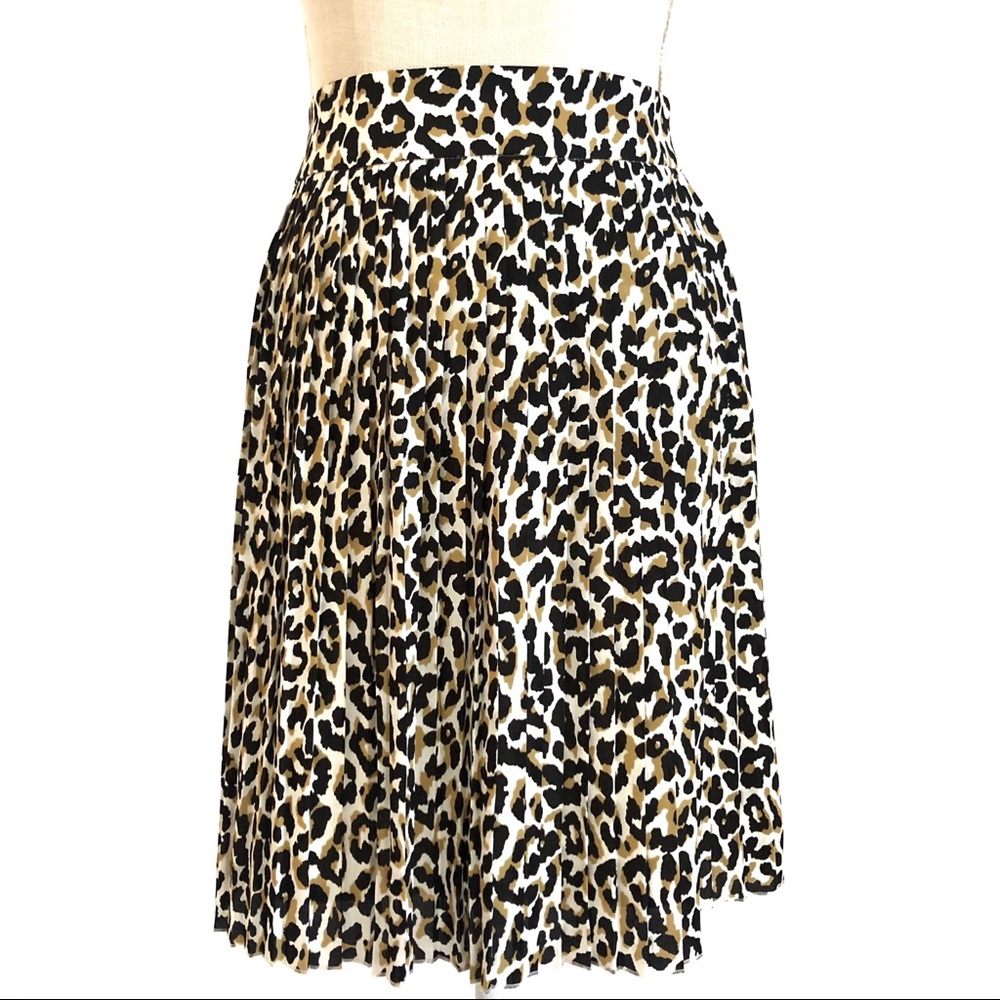 J Crew Women Leopard Print Pleated Skirt, Size 0